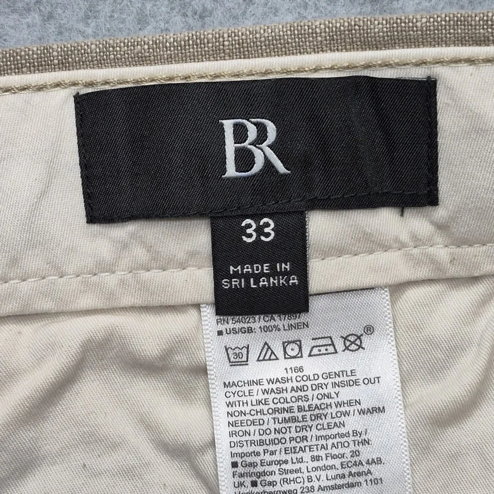 Banana Republic Shorts Mens Size 33 Tan Linen Blend Chino Oatmeal Casual Flat